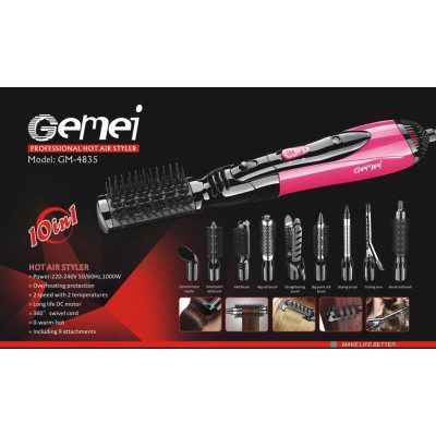 4835 GM Gemei Фен щетка 10 в 1 1000 ватт (12)